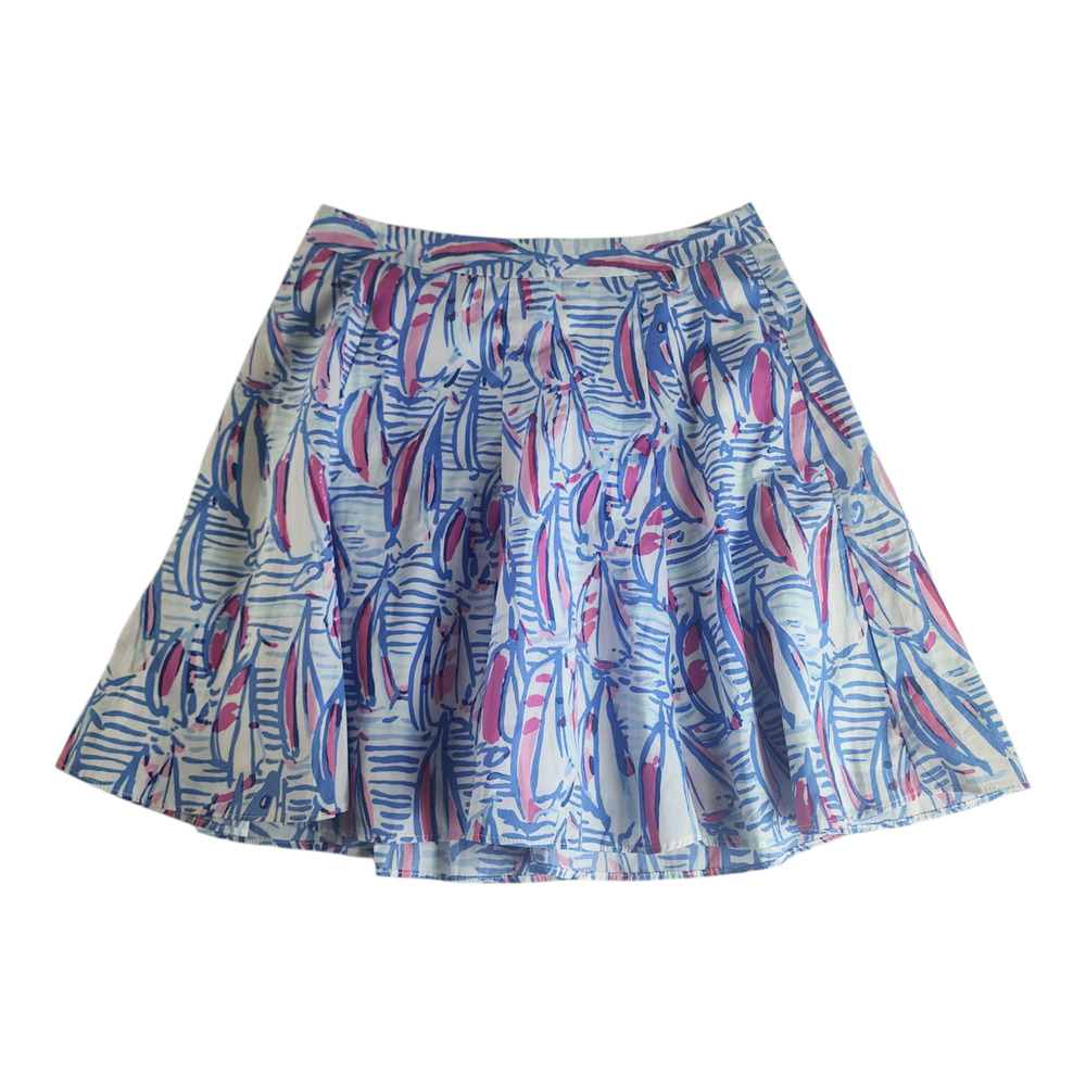 Lilly Pulitzer Multicolor Sailboat Print Minin Skirt Pleated Detail Size 0